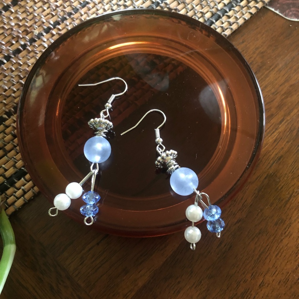 Handcrafted Blue Bead Drop Earrings - Women Jewelry